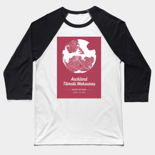 City map in red: Auckland Tamaki Makaurau, New Zealand with retro vintage flair Baseball T-Shirt